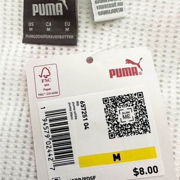 Puma White Mesh Tank Top Training Vest Bib Black Puma Logo Men’s Size Medium - Picture 5 of 6